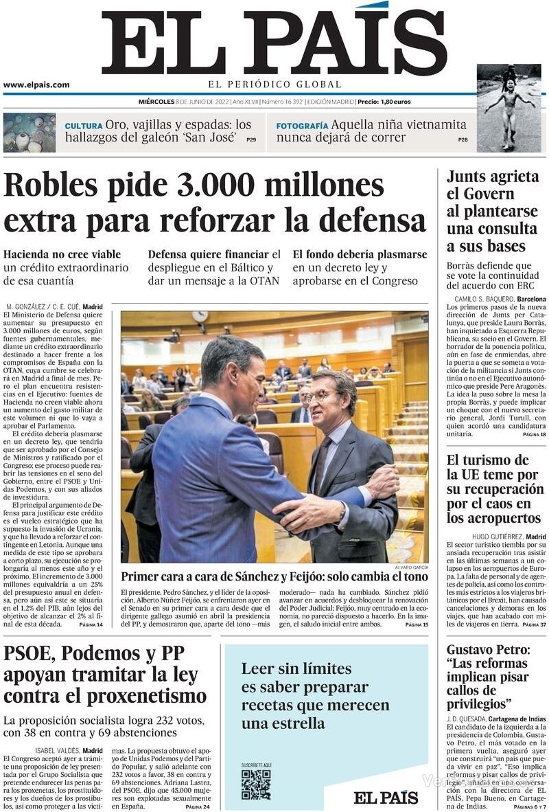 Portada El País 2022-06-09