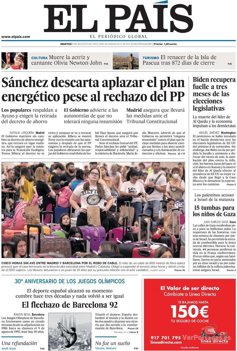 Portada El País 2022-08-10