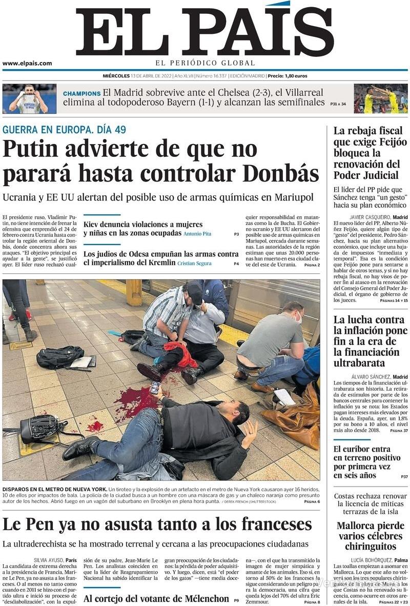 Portada El País 2022-04-14