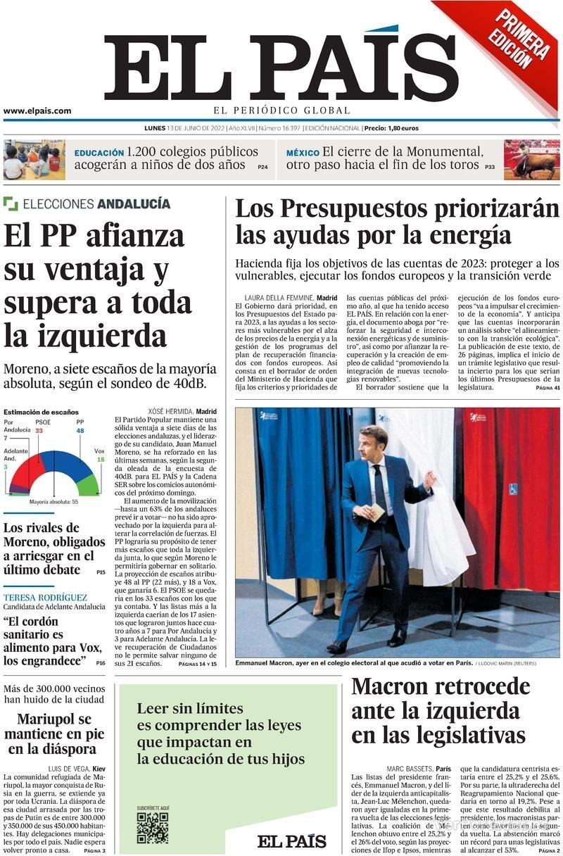 Portada El País 2022-06-14