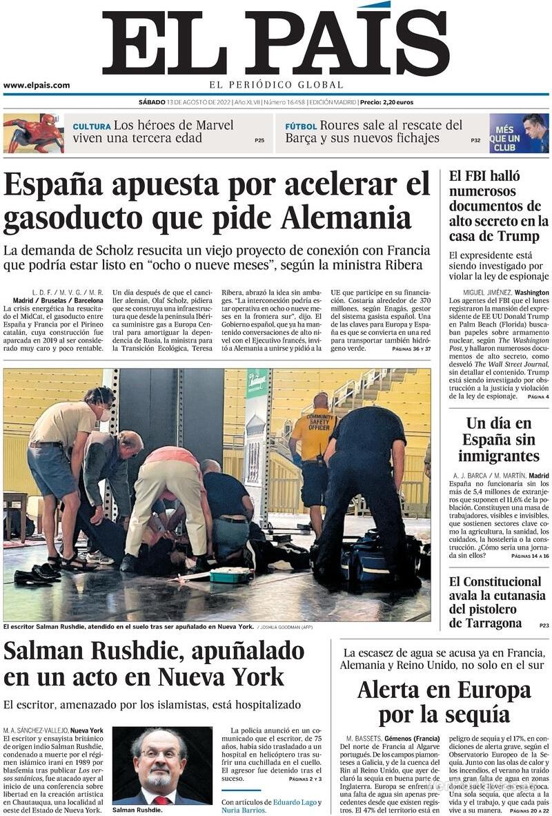 Portada El País 2022-08-14