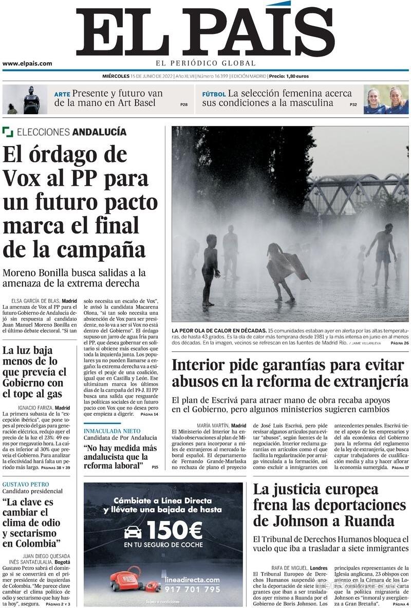 Portada El País 2022-06-16
