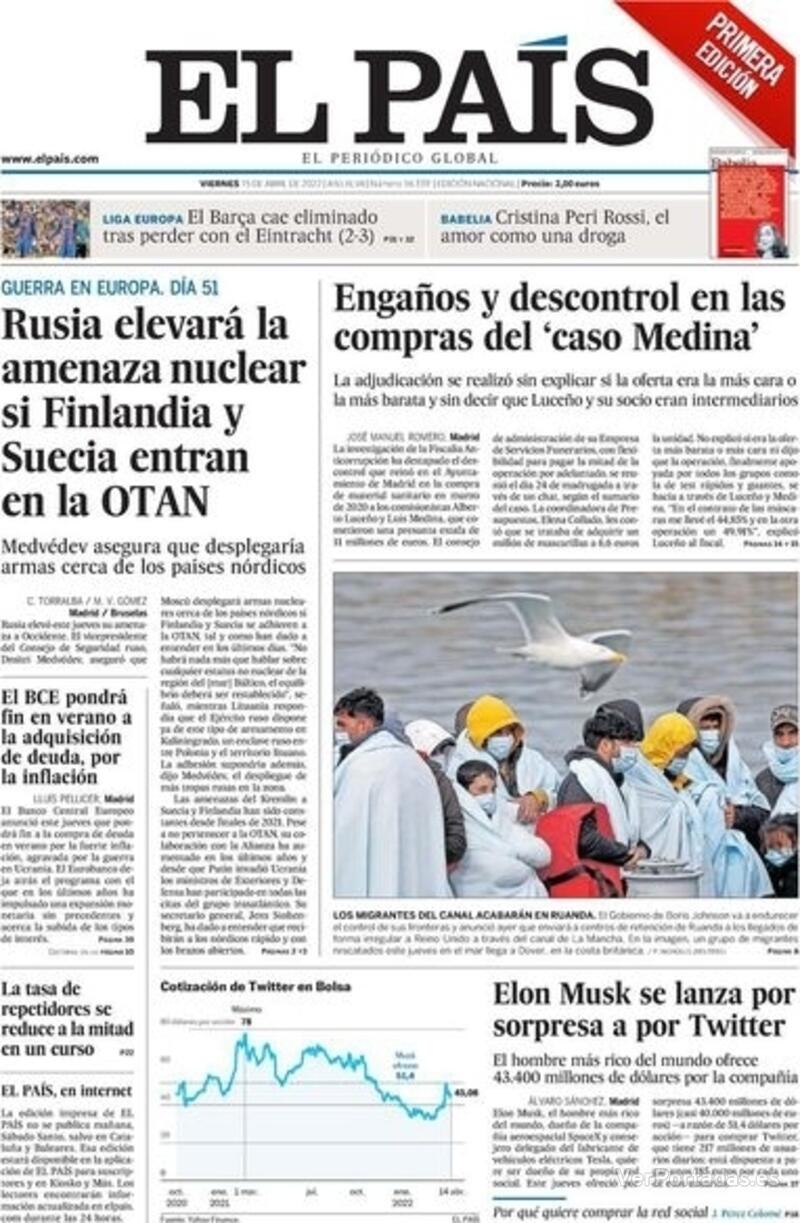 Portada El País 2022-04-17