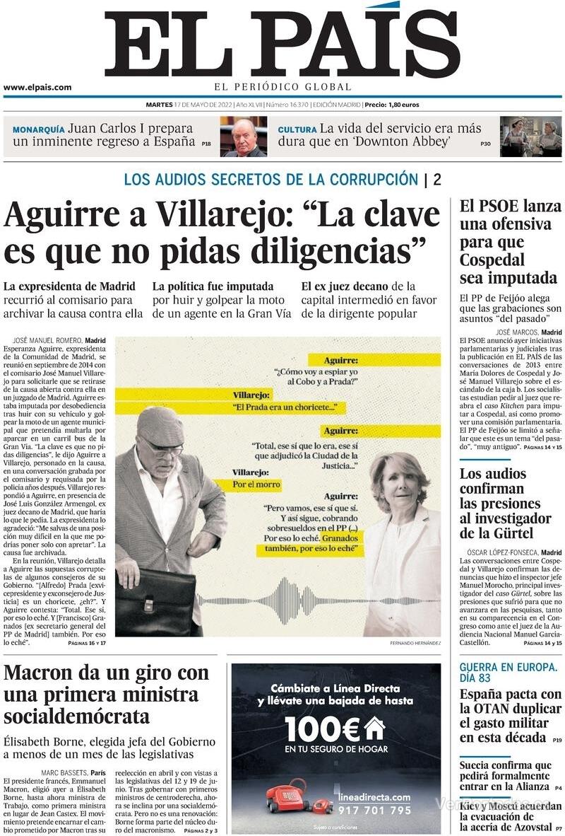 Portada El País 2022-05-18