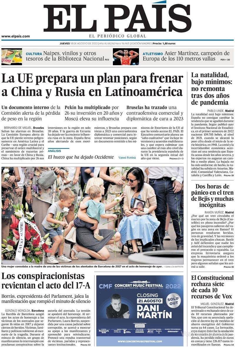 Portada El País 2022-08-19