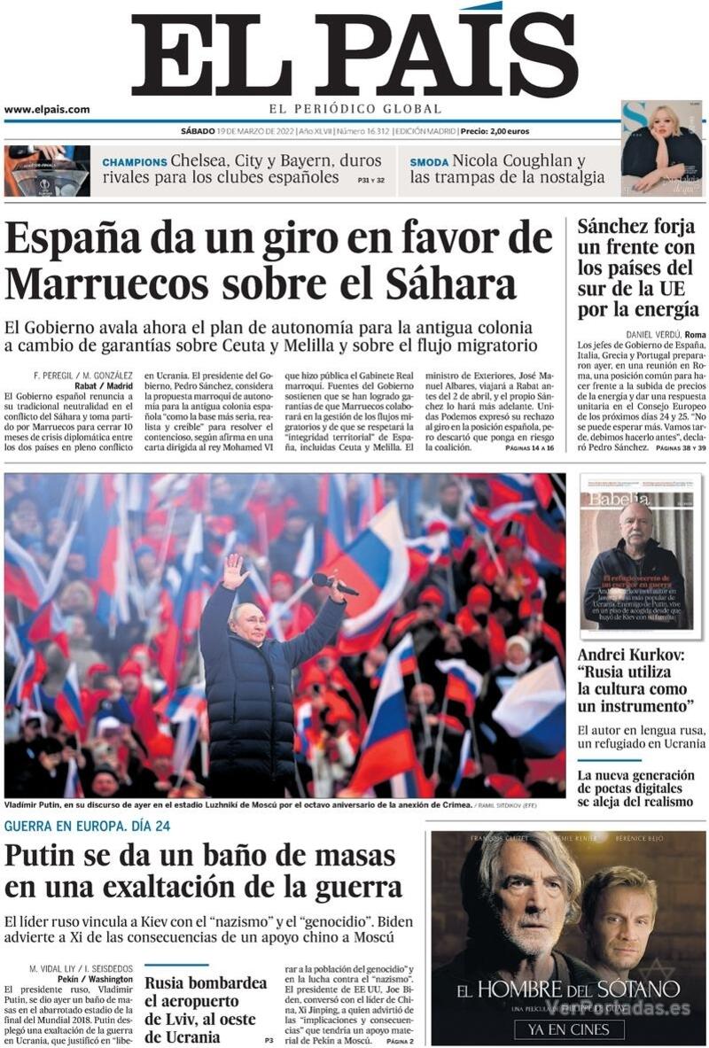 Portada El País 2022-03-20