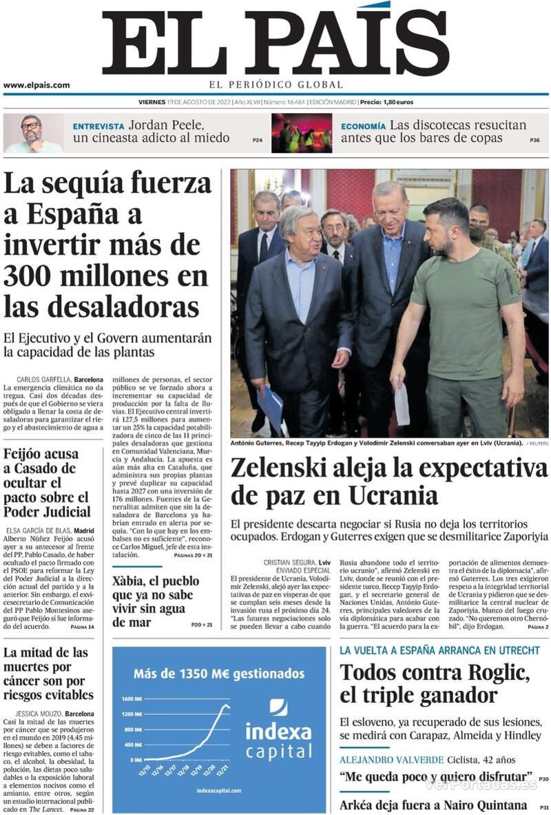 Portada El País 2022-08-20