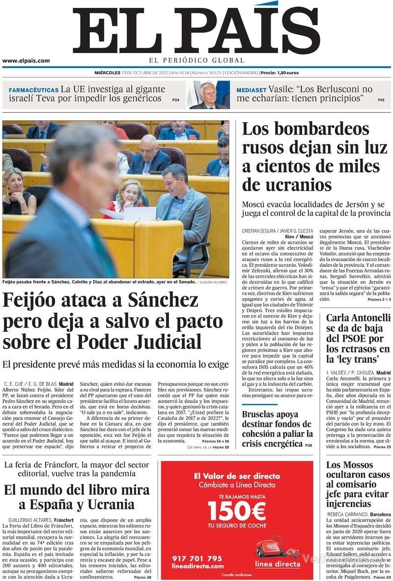Portada El País 2022-10-20