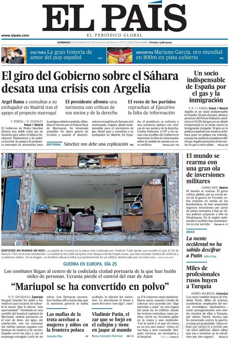 Portada El País 2022-03-21