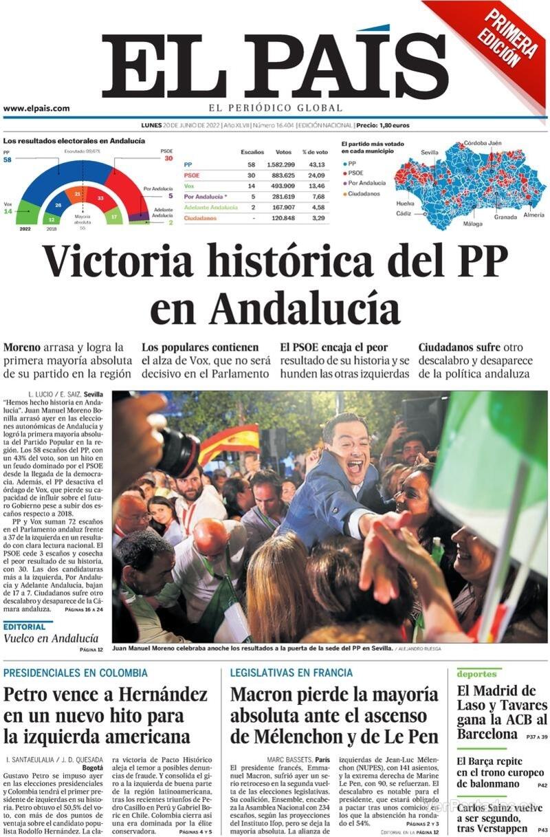 Portada El País 2022-06-21