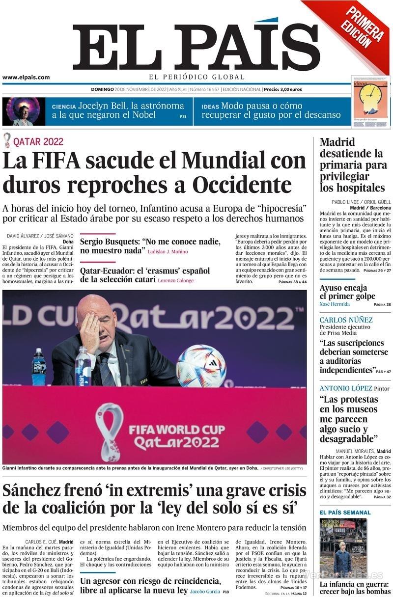 Portada El País 2022-11-21