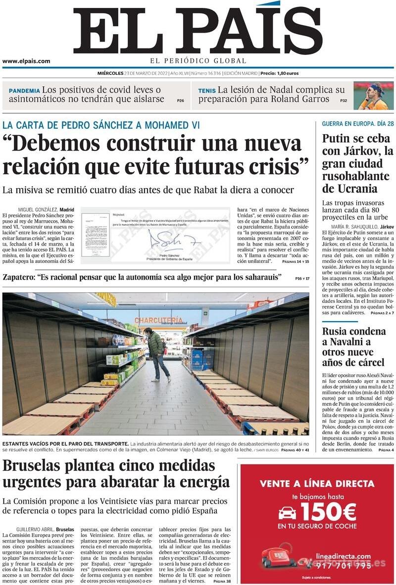 Portada El País 2022-03-24