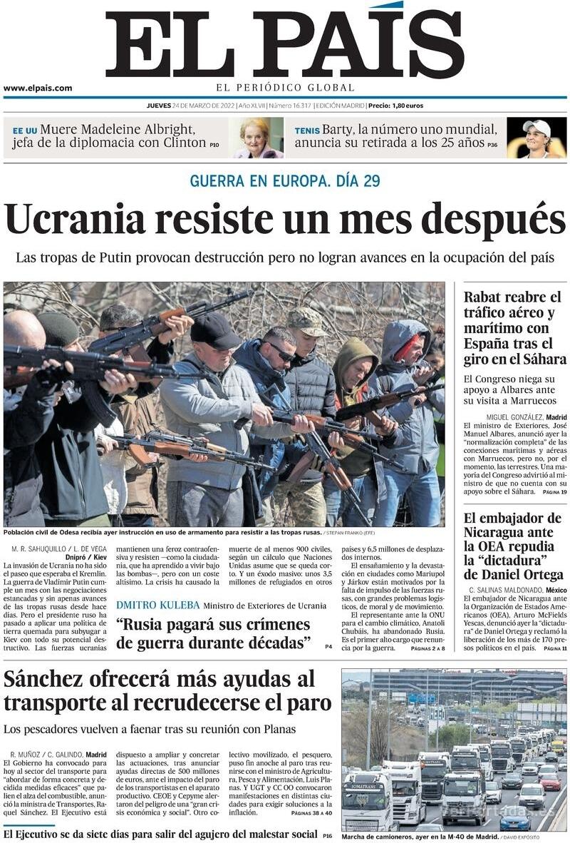 Portada El País 2022-03-25