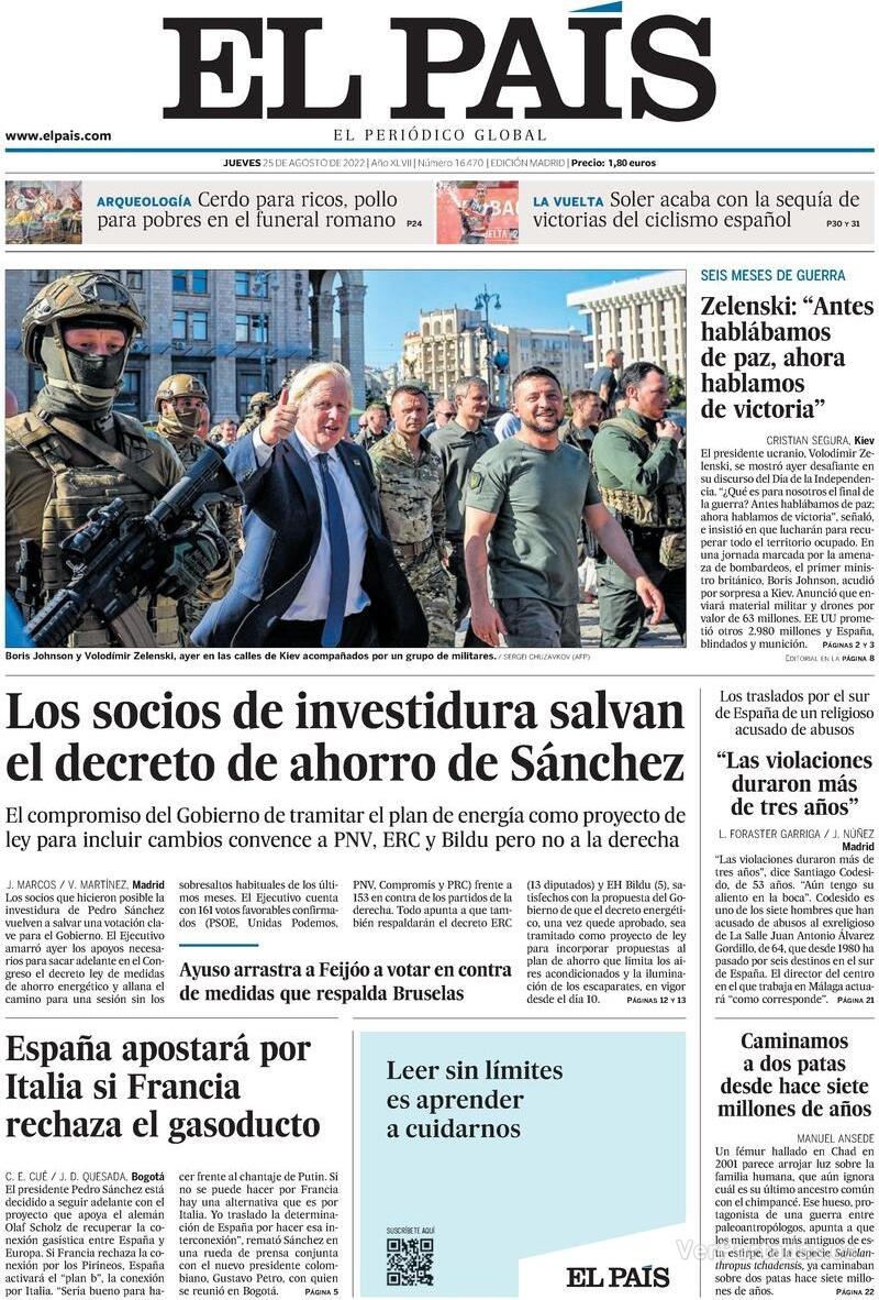 Portada El País 2022-08-26