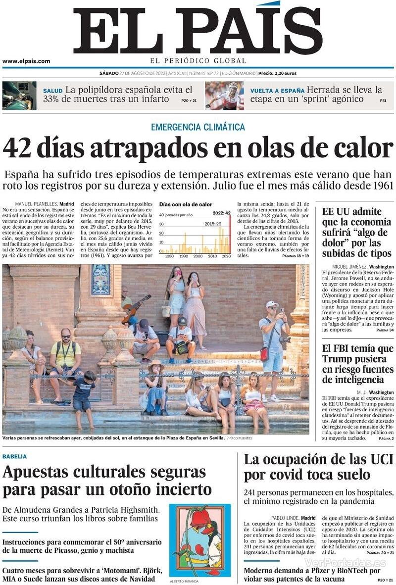 Portada El País 2022-08-28