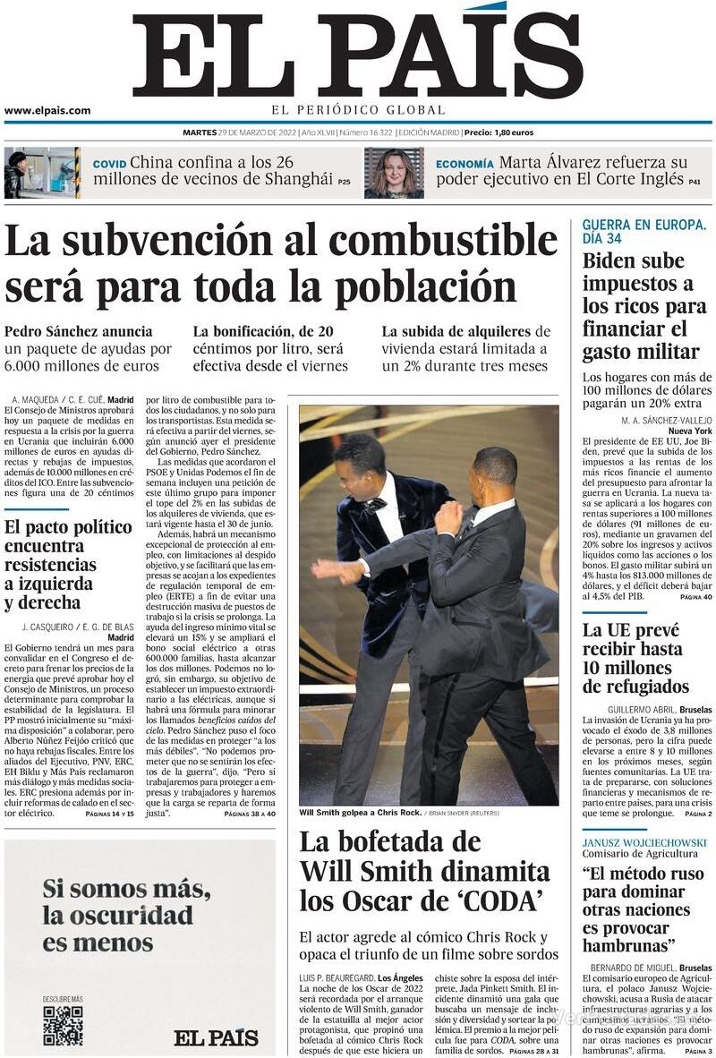 Portada El País 2022-03-30