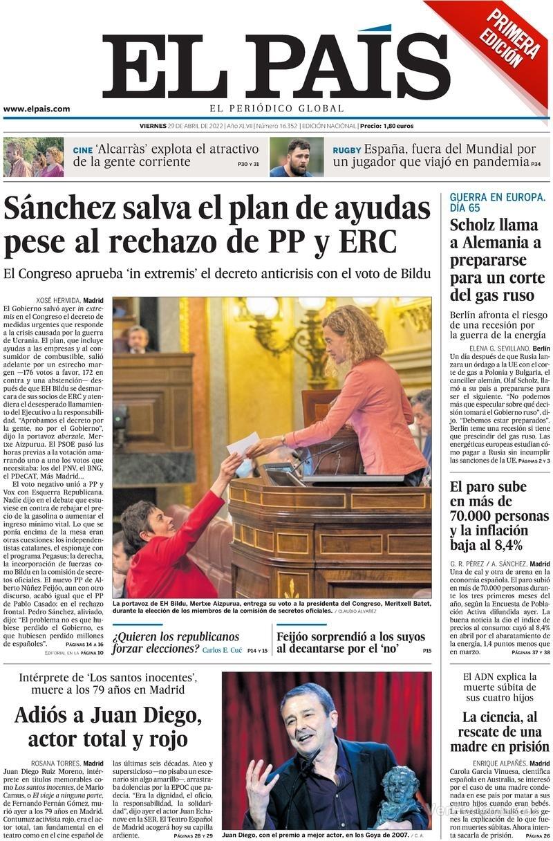 Portada El País 2022-04-30