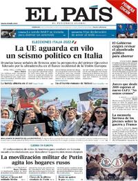 Portada El País 2022-09-25