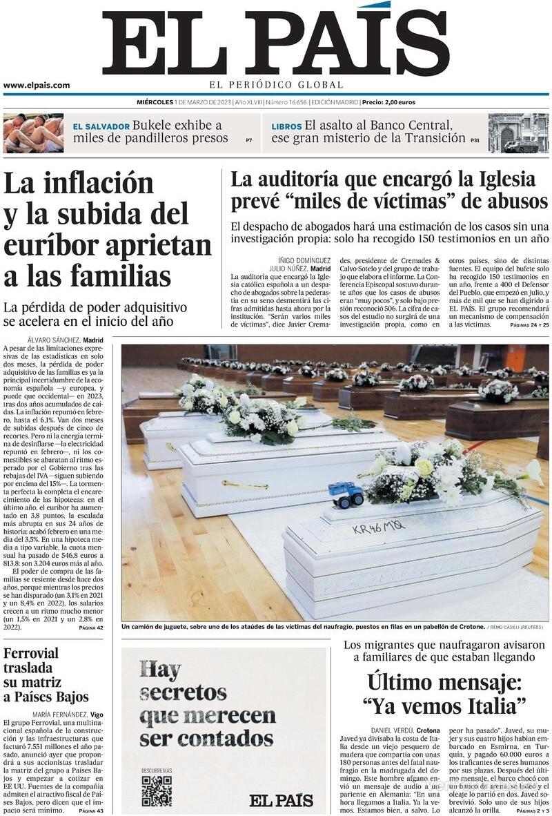 Portada El País 2023-03-02