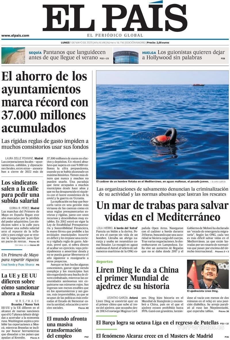 Portada El País 2023-05-02