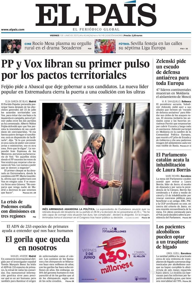 Portada El País 2023-06-03