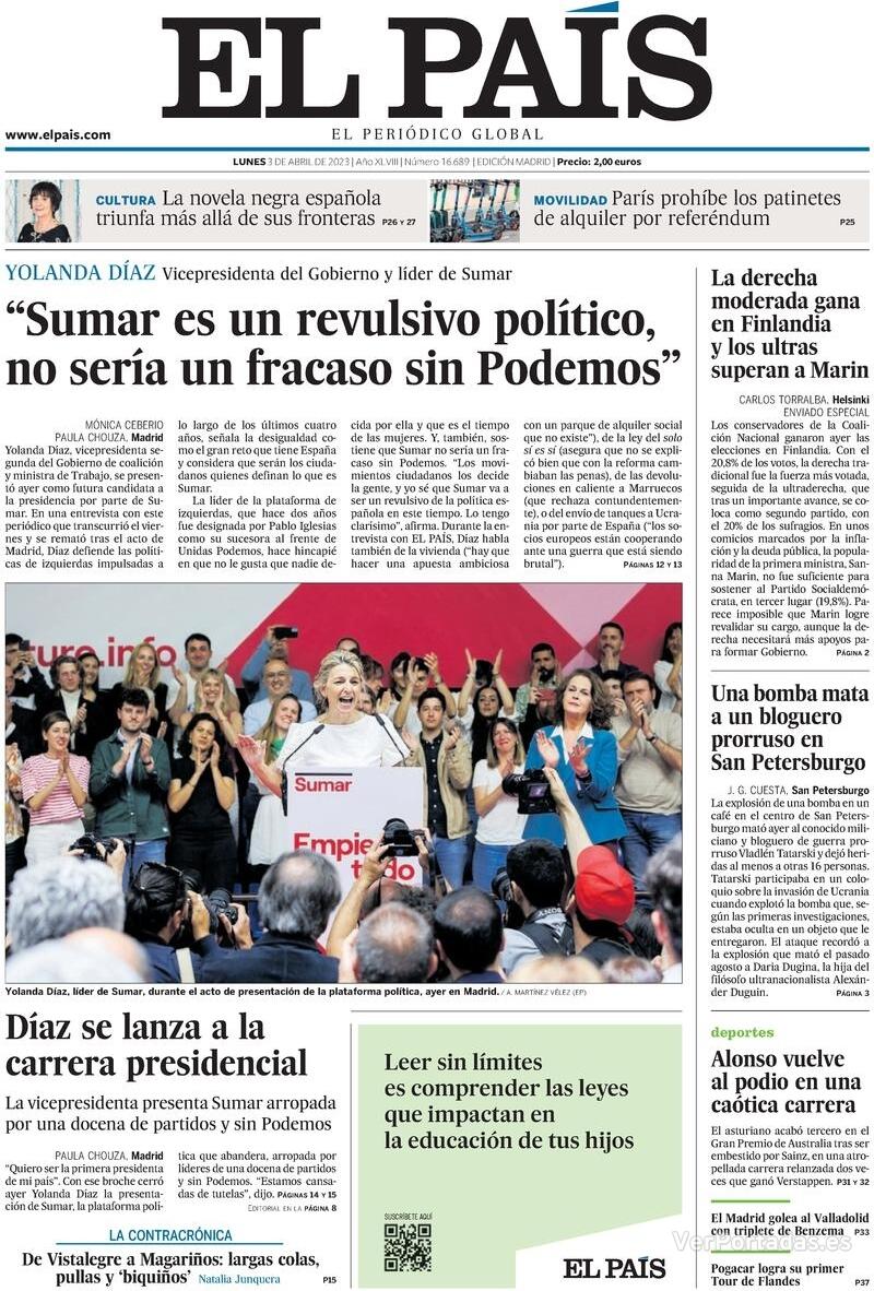 Portada El País 2023-04-04