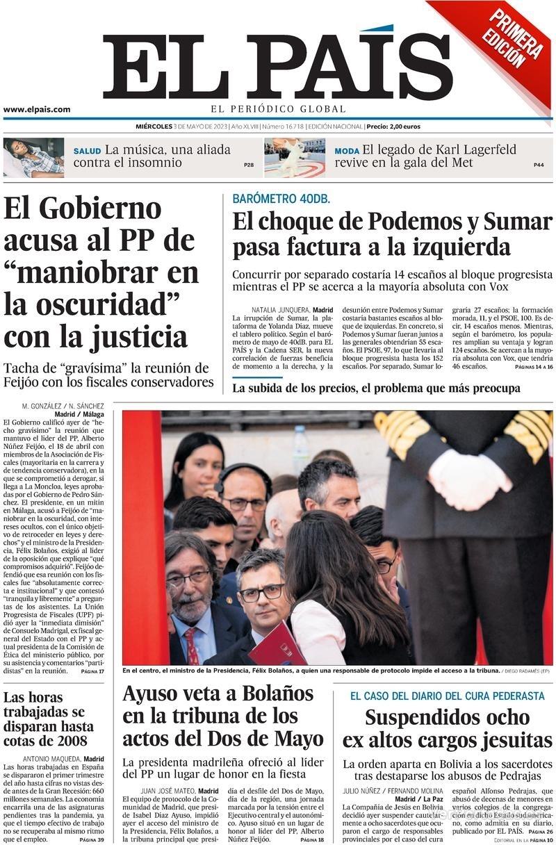 Portada El País 2023-05-04