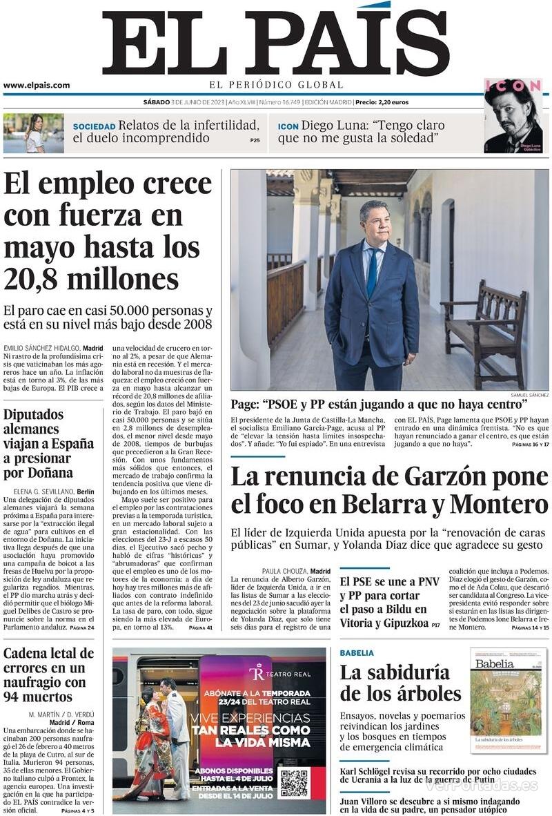 Portada El País 2023-06-04