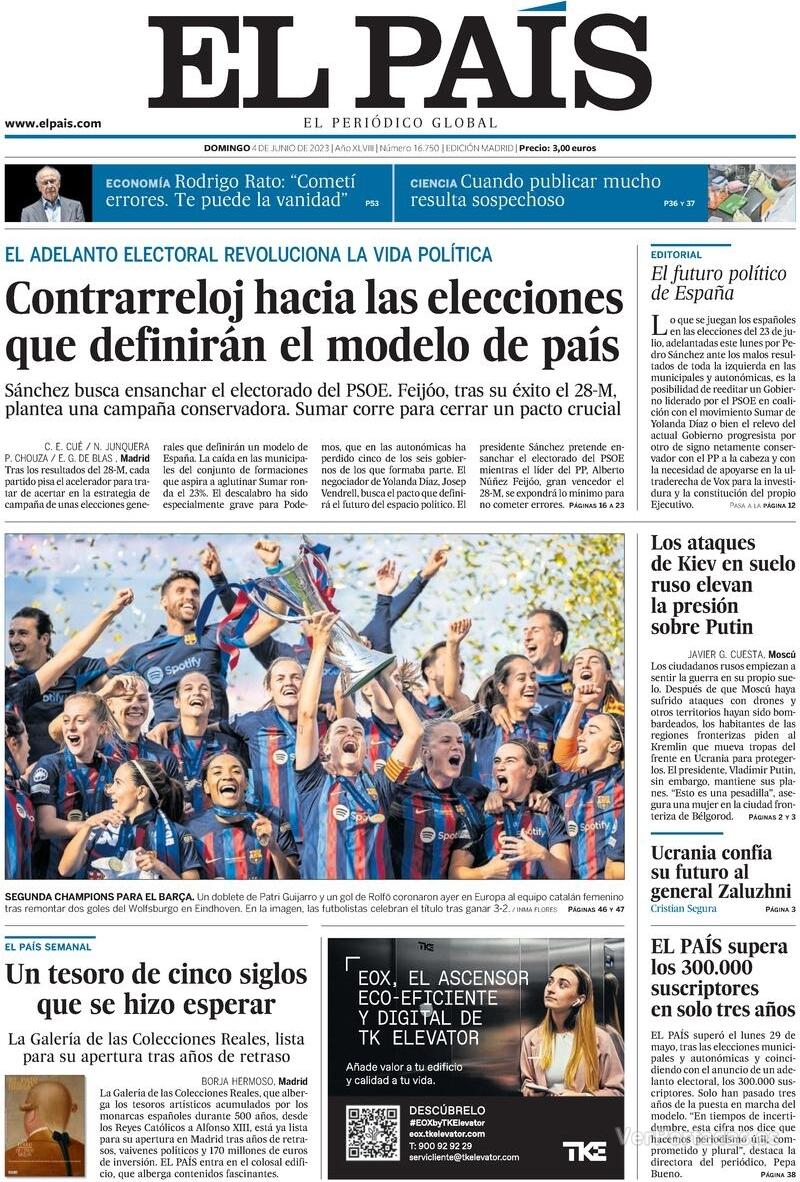 Portada El País 2023-06-05