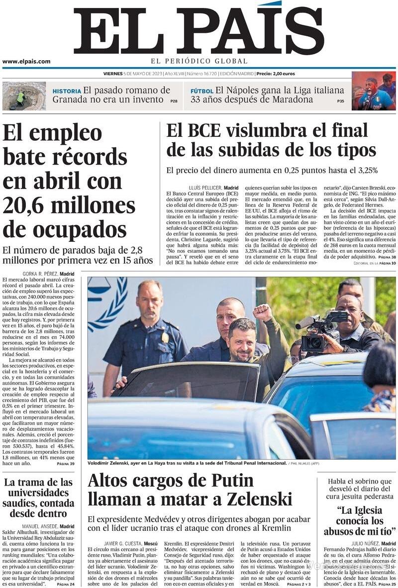 Portada El País 2023-05-06