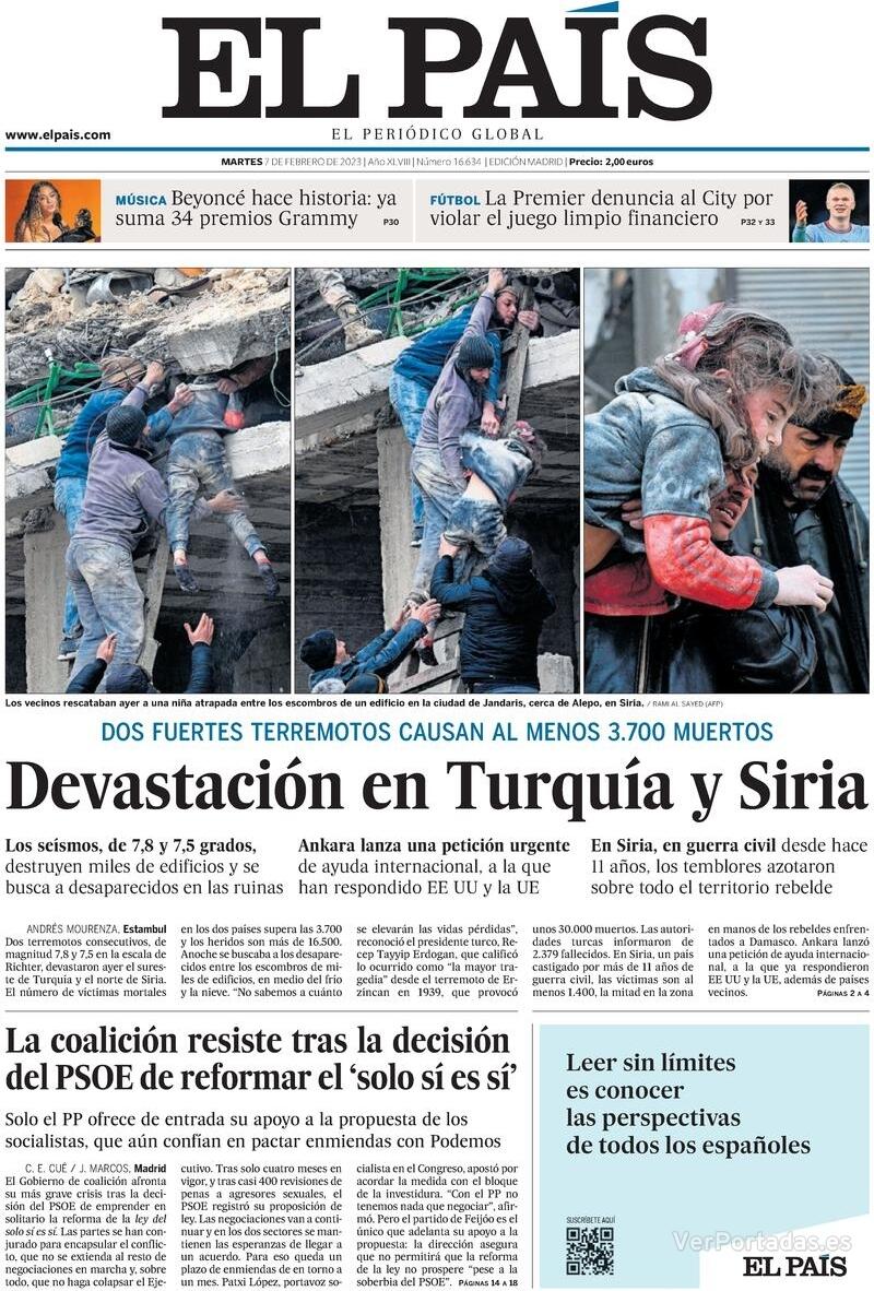 Portada El País 2023-02-08