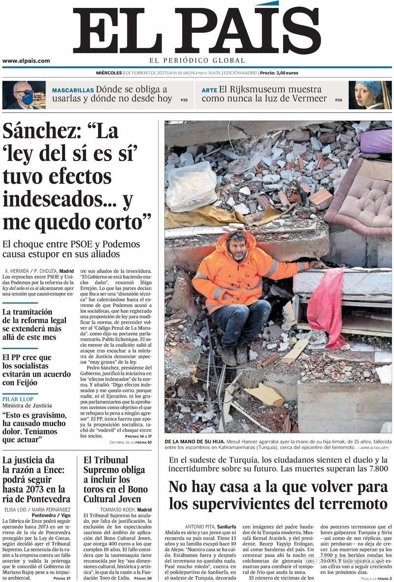 Portada El País 2023-02-09