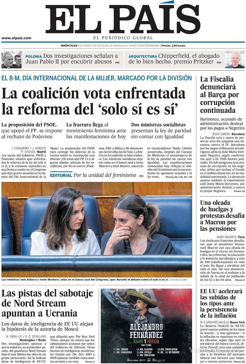 Portada El País 2023-03-09