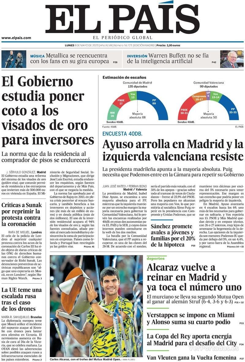 Portada El País 2023-05-09