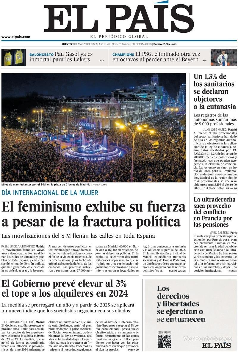 Portada El País 2023-03-10
