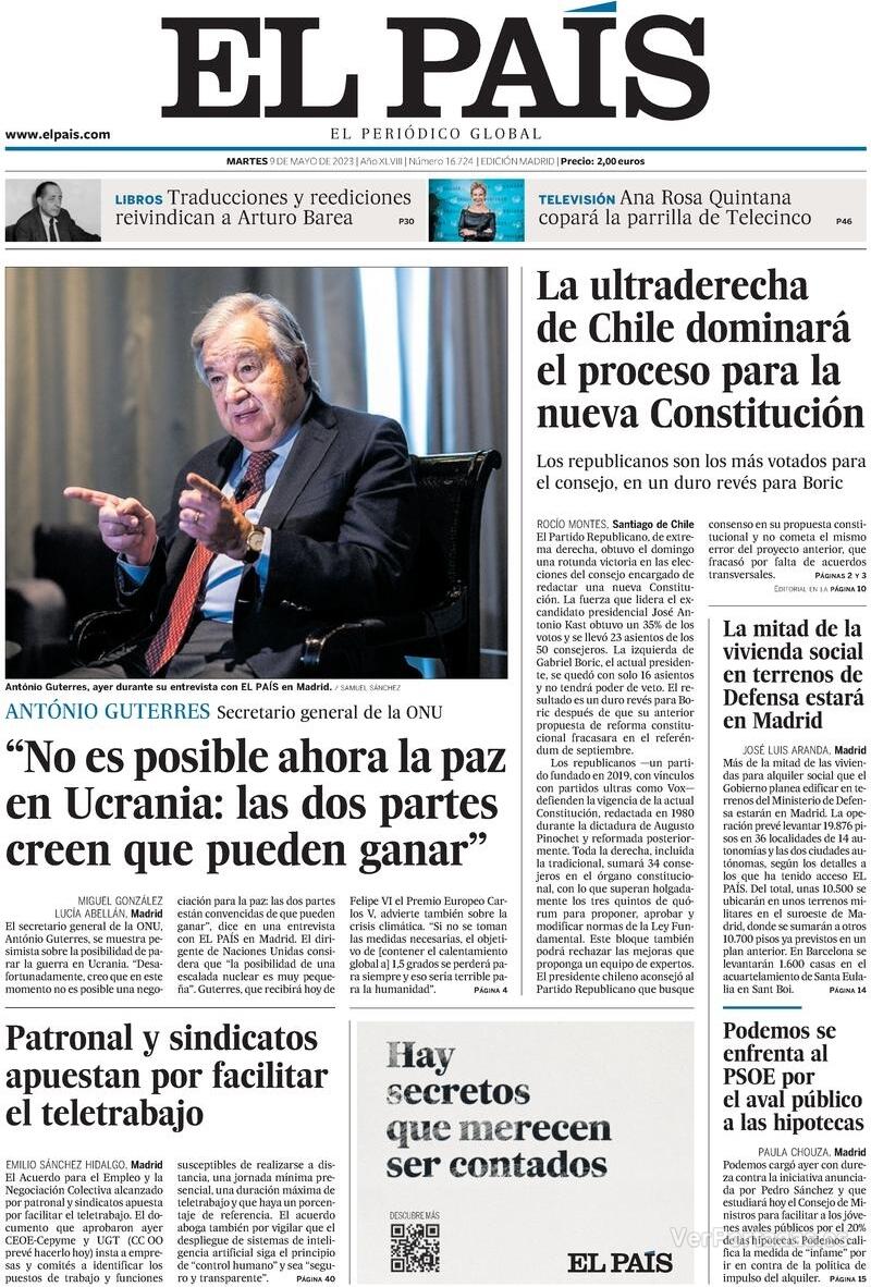 Portada El País 2023-05-10
