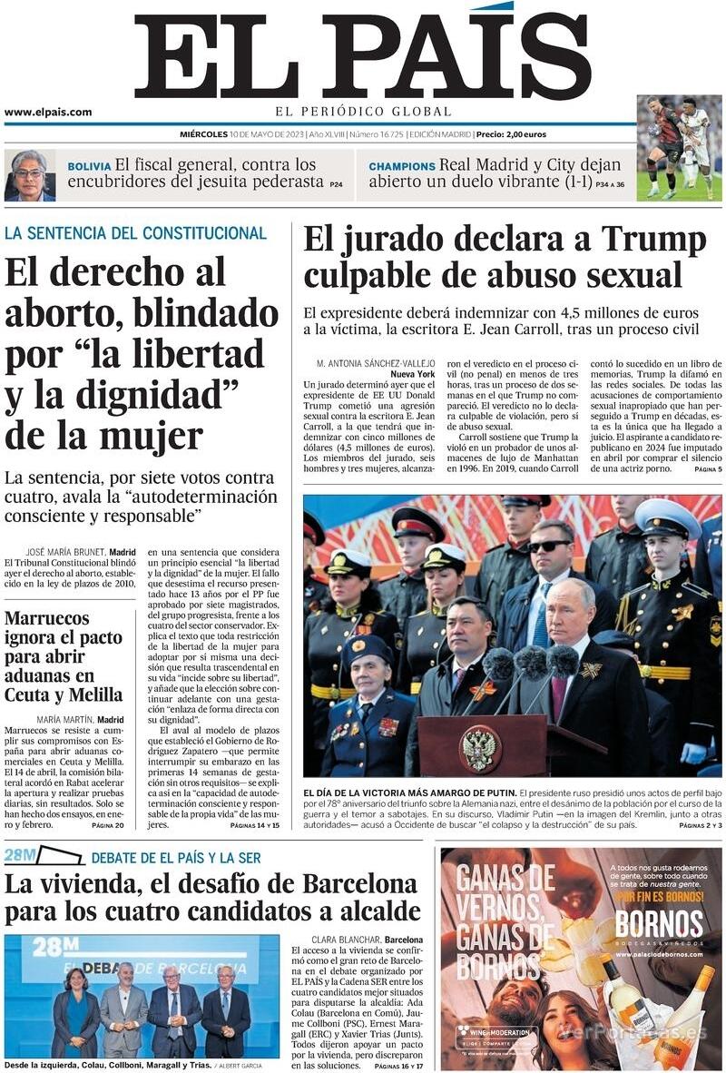 Portada El País 2023-05-11