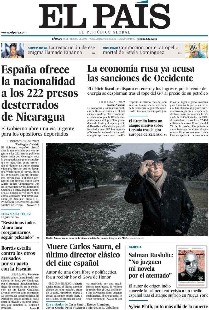 Portada El País 2023-02-12