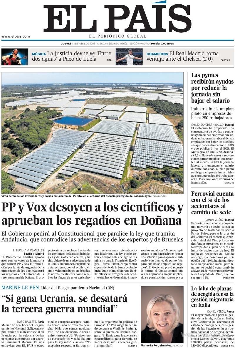 Portada El País 2023-04-14
