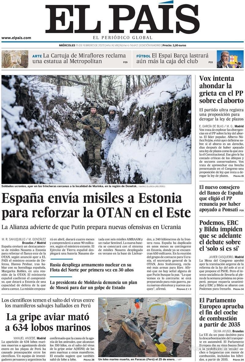 Portada El País 2023-02-16