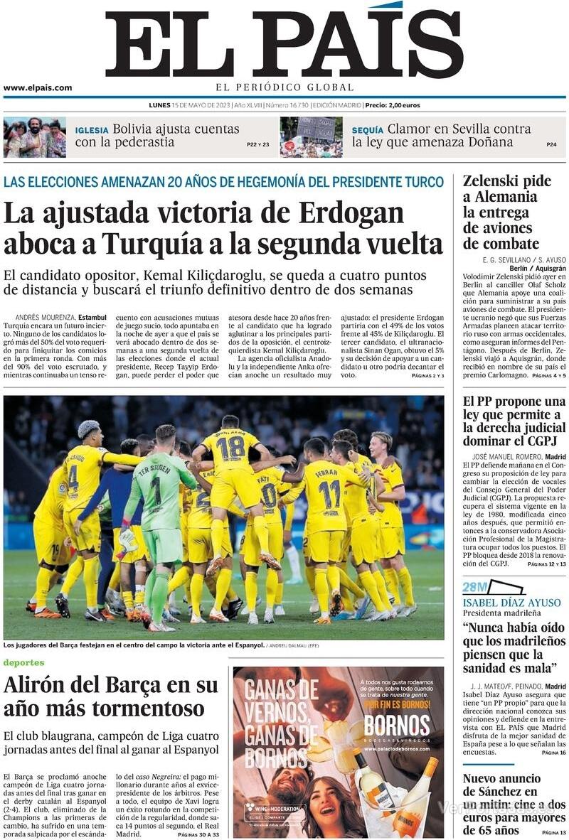 Portada El País 2023-05-16