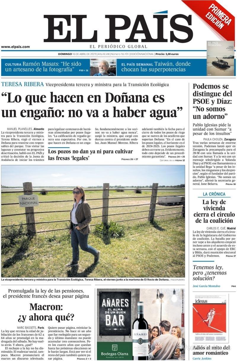 Portada El País 2023-04-17