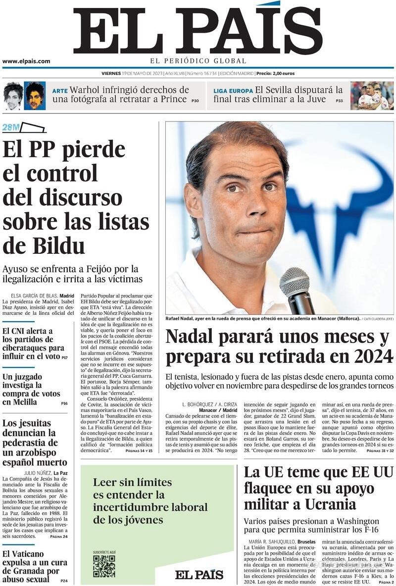Portada El País 2023-05-20