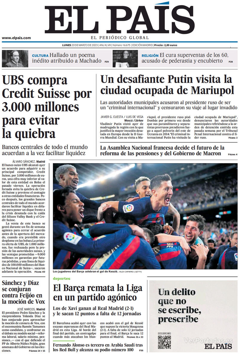 Portada El País 2023-03-21