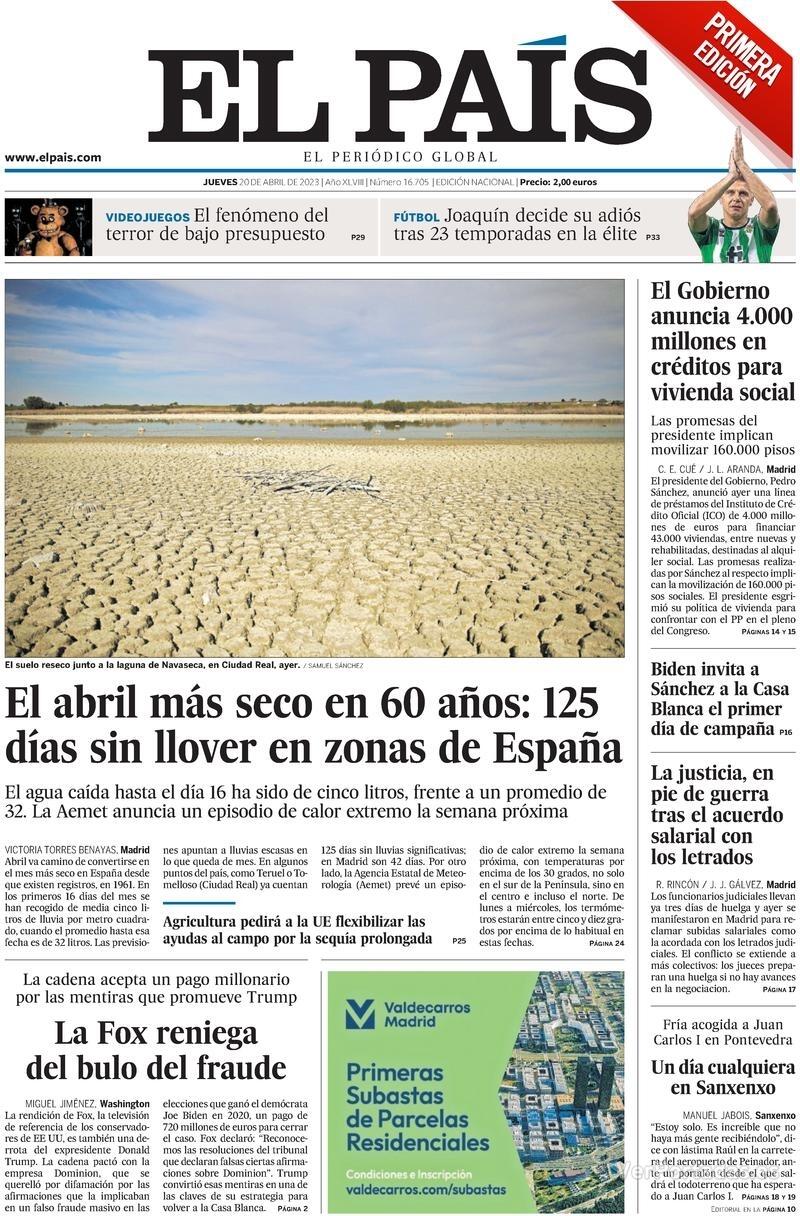 Portada El País 2023-04-21