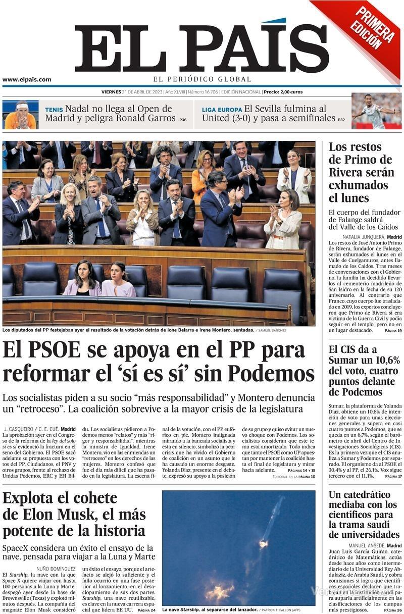 Portada El País 2023-04-22