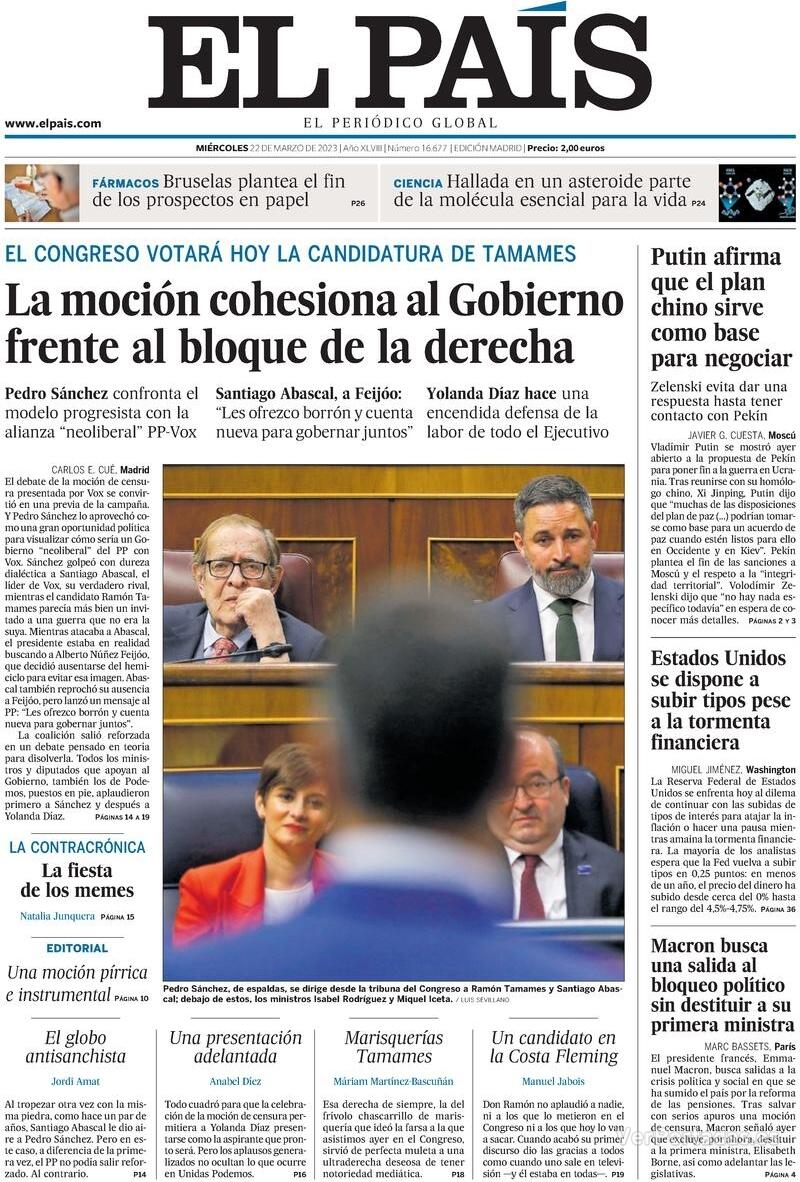 Portada El País 2023-03-23