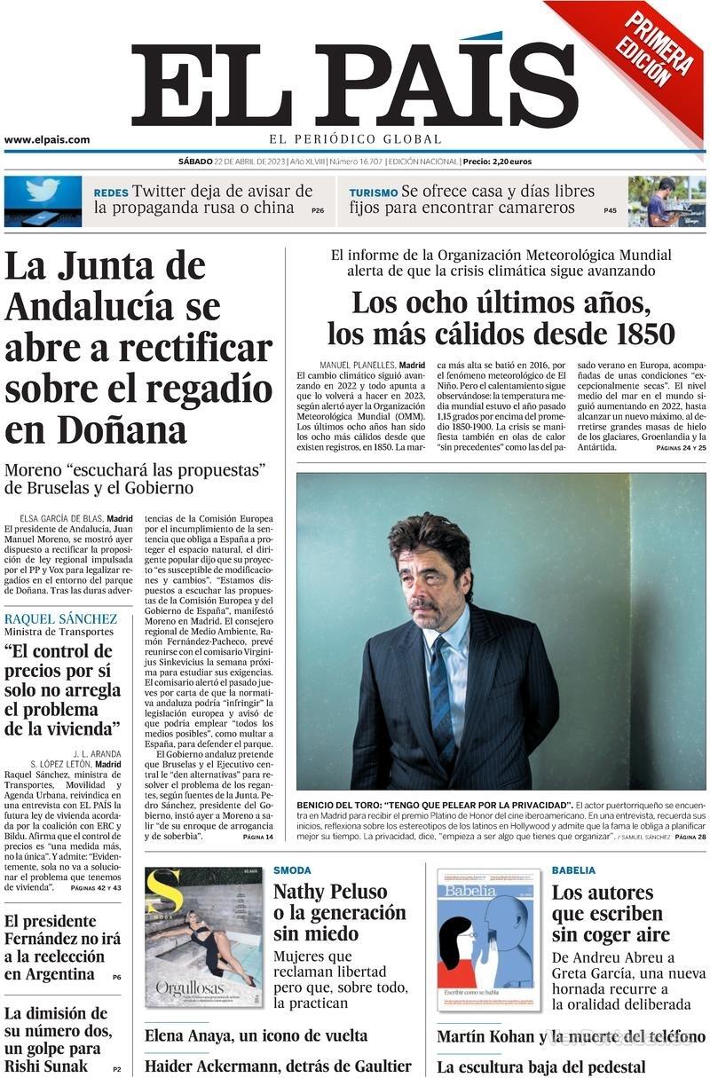 Portada El País 2023-04-23