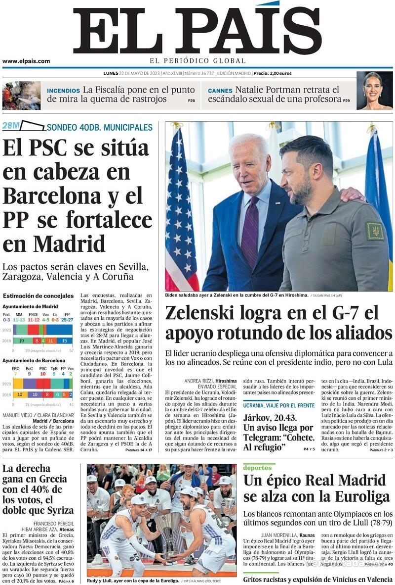 Portada El País 2023-05-23