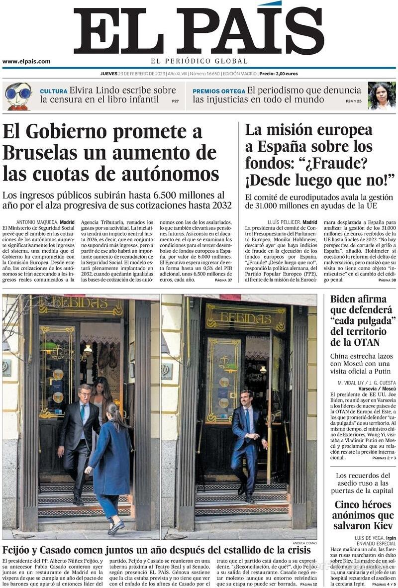 Portada El País 2023-02-24